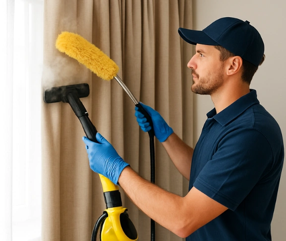 Trusted curtain steam cleaning technician Matty Curtain Cleaning como-nsw QLD